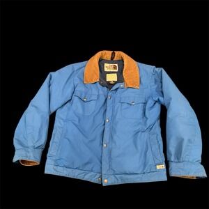 Vintage 70s The North Face USA Made Gore-Tex Jacket Blue Brown Corduroy - XL